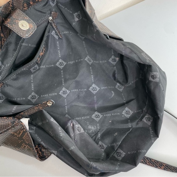 Anne Klein Large Faux Leather Snakeskin Python Tote Bag & Wrislet Animal Print - Picture 17 of 17